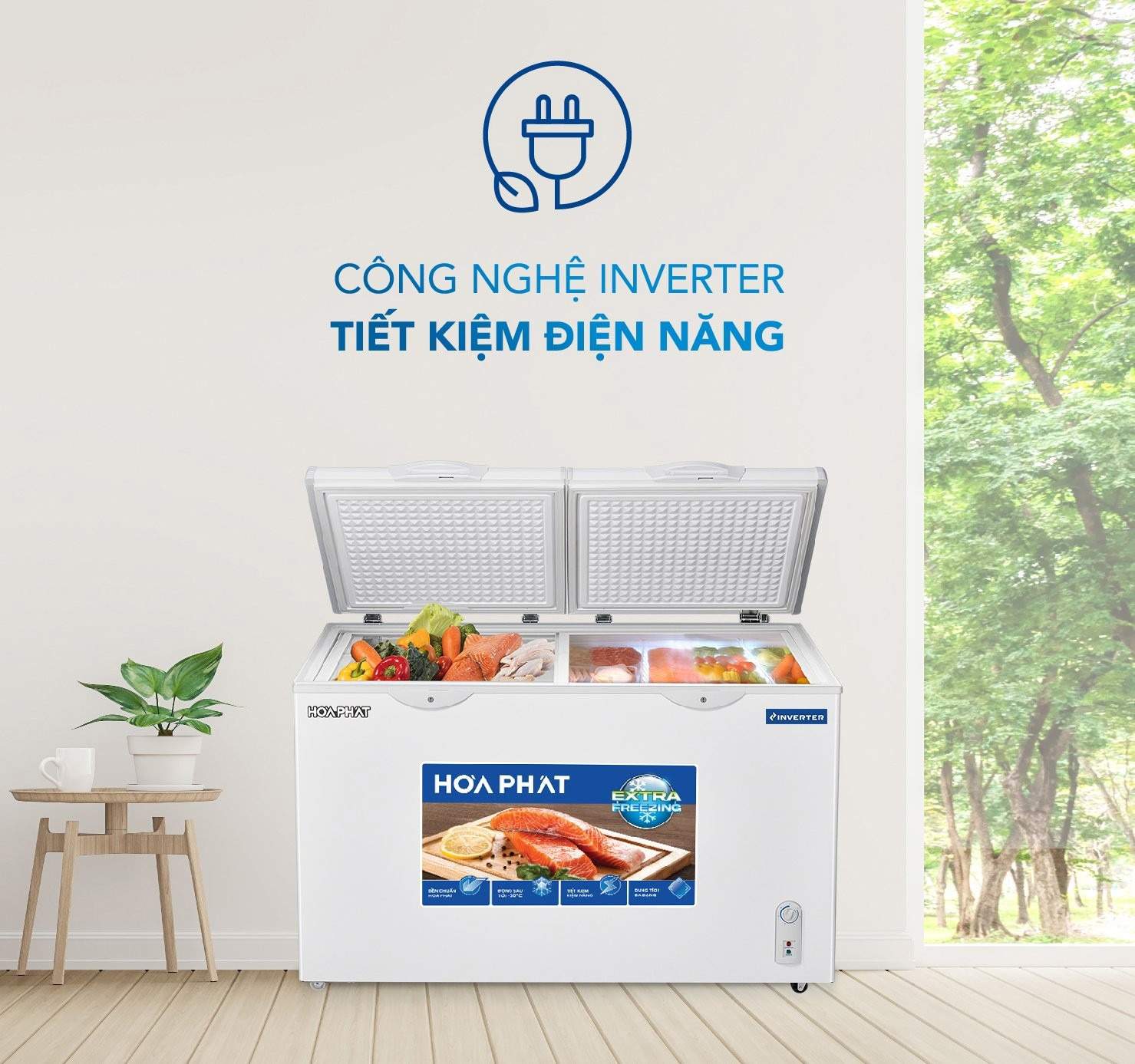 Tủ bảo quản 1 ngăn Hòa Phát Inverter 352L HPF- AD8352